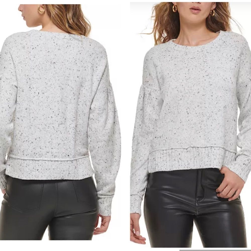 DKNY Women's Crewneck Puff-Sleeve Sweater XL